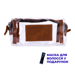 Косметичка прозора зі вставками натуральної шкіри LA-01