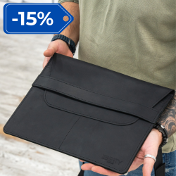 Чохол LC-03 для ноутбука Macbook Air 13' в чорному кольорі натуральної шкіри Crazy Horse