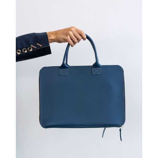 Сумка-чохол LC-05 для ноутбука Macbook Air 13' в поєднання кольорів синій та блакитний капрі, всередині підкладка із фетру