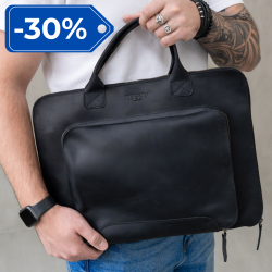 Сумка-чохол LC-05 для ноутбука 16' в чорному кольорі Crazy horse