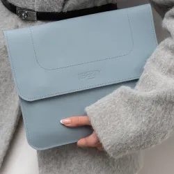 Чохол LC-15 для планшета 11-12' з натуральної шкіри капрі блакитного кольору