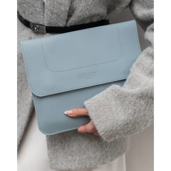 Чохол LC-15 для планшета 11-12' з натуральної шкіри капрі блакитного кольору