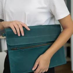 Сумка-чохол LC-20 для ноутбука 15-16' в блакитному кольорі Crazy Horse з плечовим ременем в комплекті