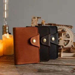 Обкладинка на паспорт старого зразка або закордонний з відділами для карток або купюр з натуральної шкіри LO-01