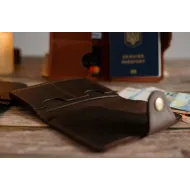 Обкладинка на паспорт старого зразка або закордонний з відділами для карток або купюр з натуральної шкіри LO-01
