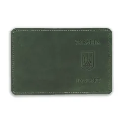 Патріотична обкладинка на паспорт із тризубом України з натуральної шкіри LO-02