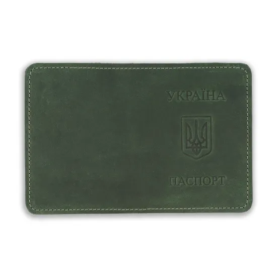 Патріотична обкладинка на паспорт із тризубом України з натуральної шкіри LO-02