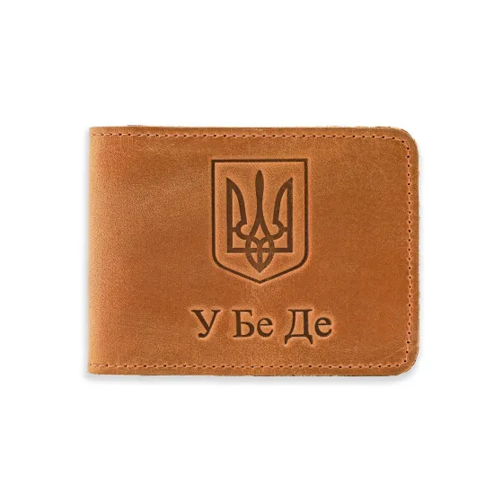 Обкладинка на посвідчення УБД з натуральної шкіри (надпис У Бе Де) -  LO-16