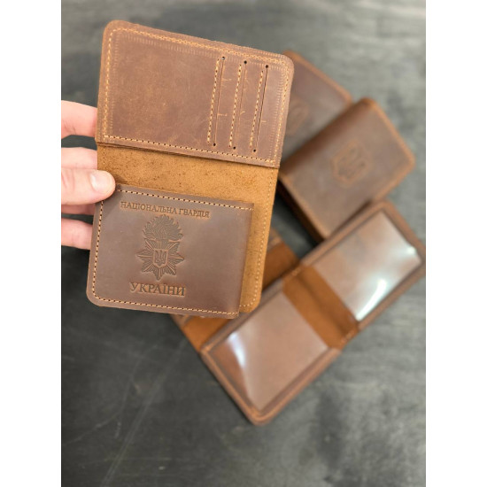 Обкладинка для  посвідчення НГУ+ гаманець з натуральної шкіри LOW-02