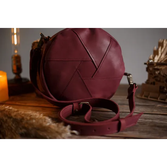 Кругла сумка зі шматочків натуральної шкіри LS-20