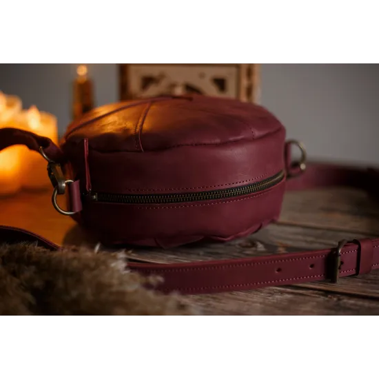 Кругла сумка зі шматочків натуральної шкіри LS-20