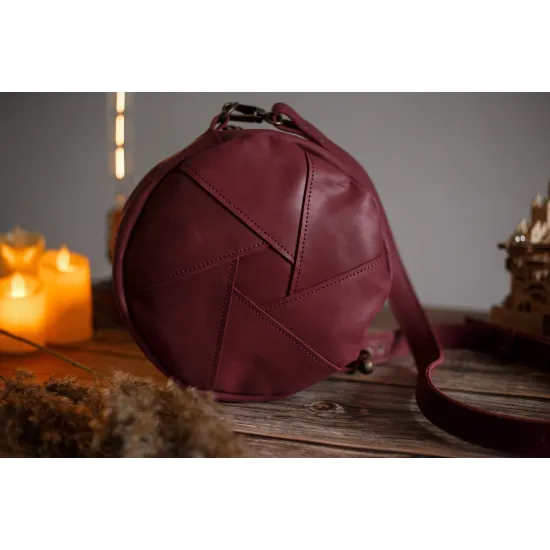 Кругла сумка зі шматочків натуральної шкіри LS-20