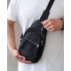 Чоловіча сумка-слінг з натуральної шкіри чорного кольору LS-33