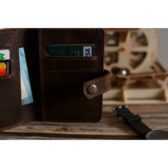 Гаманець з натуральної шкіри на кнопці LW-06